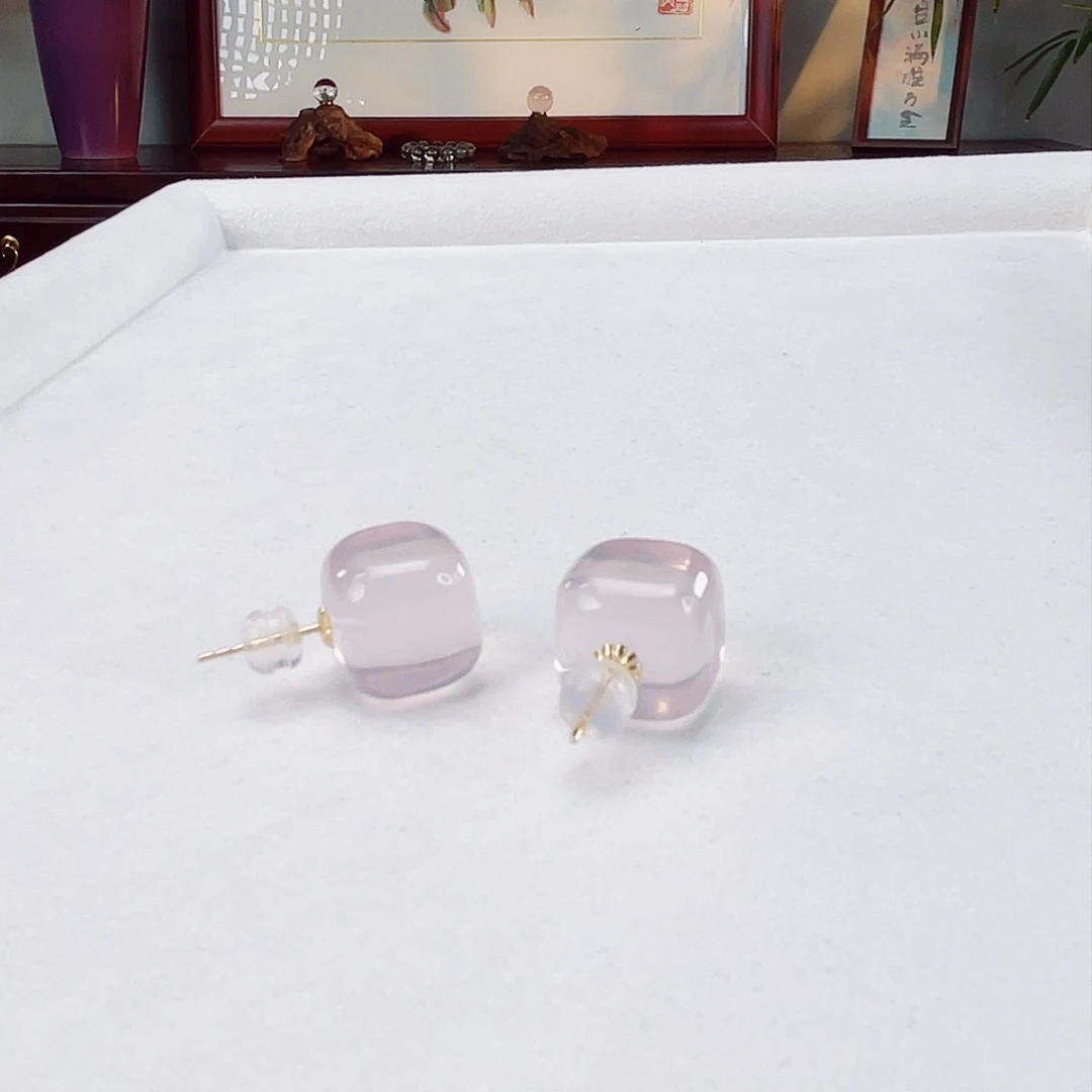 水晶耳饰18K金镶嵌水晶12.8