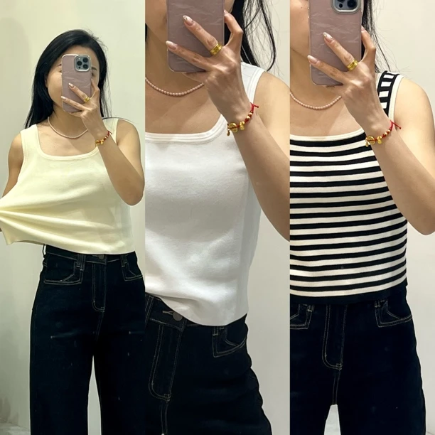 两穿领口大弹力百搭背心