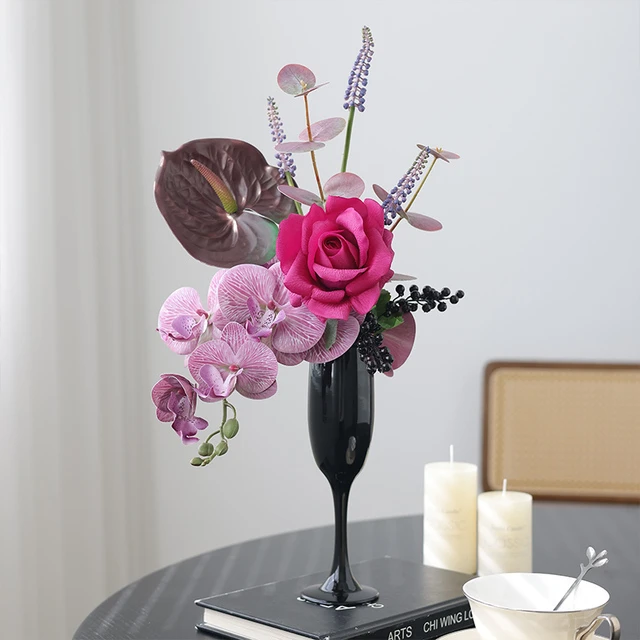 轻奢高档仿真蝴蝶兰花束摆件客厅餐桌花手感保湿摆设假花装饰花艺