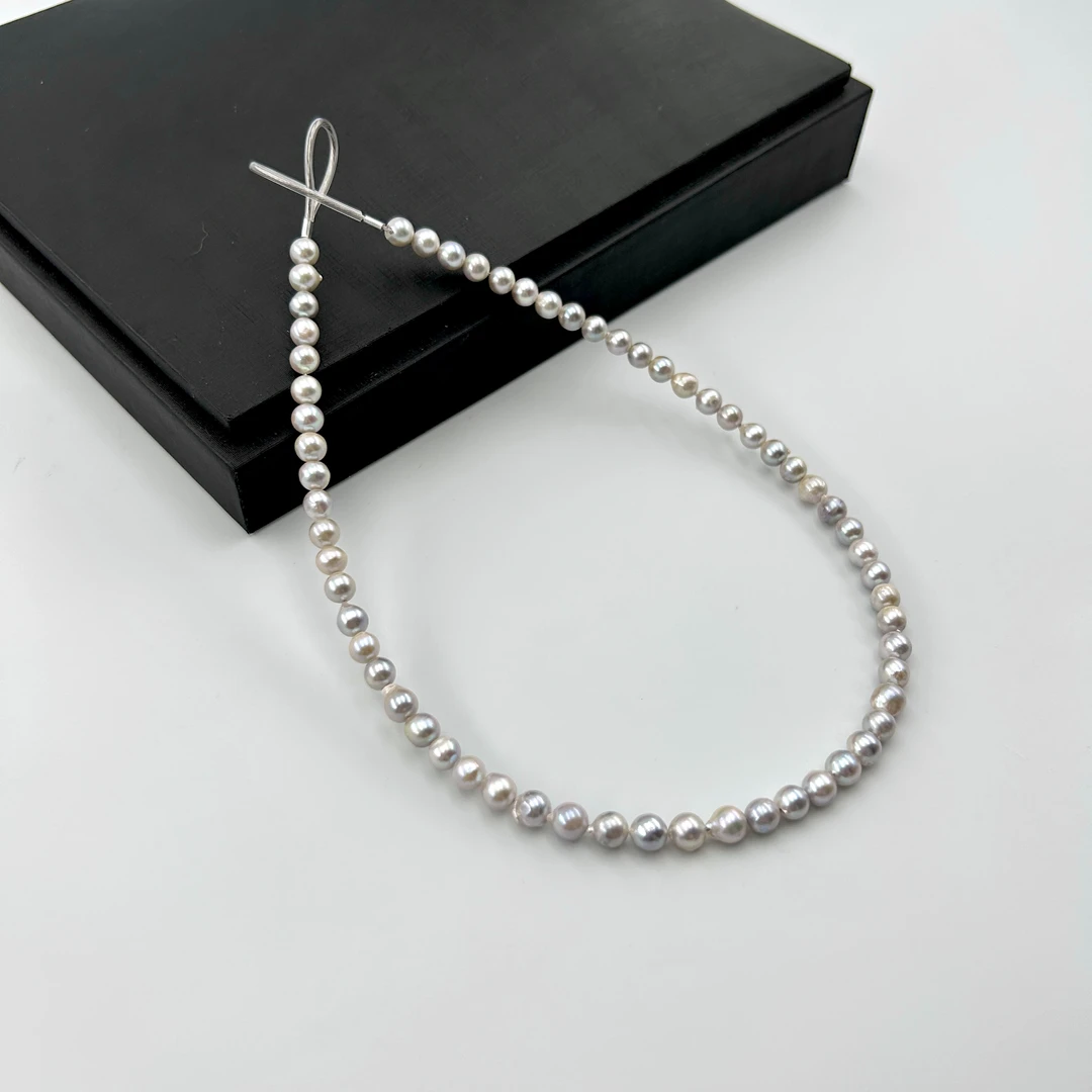 天然海水珍珠真多麻8-9mm项链S925百搭简约