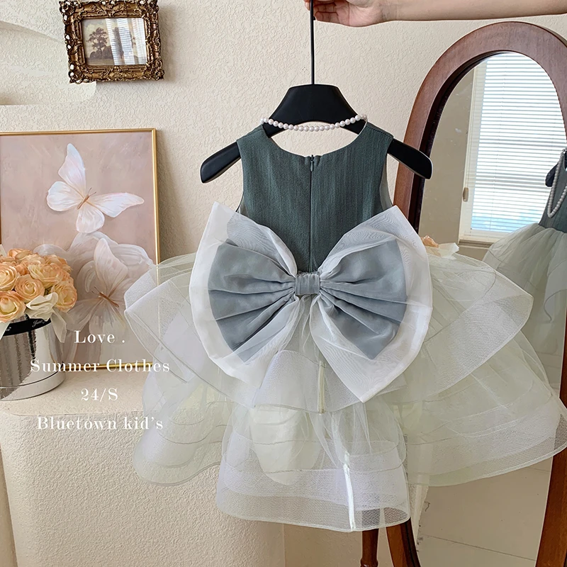 公主裙A字裙夏季女连衣裙礼服泡泡袖蓬蓬裙女童连衣裙网纱纯欲风