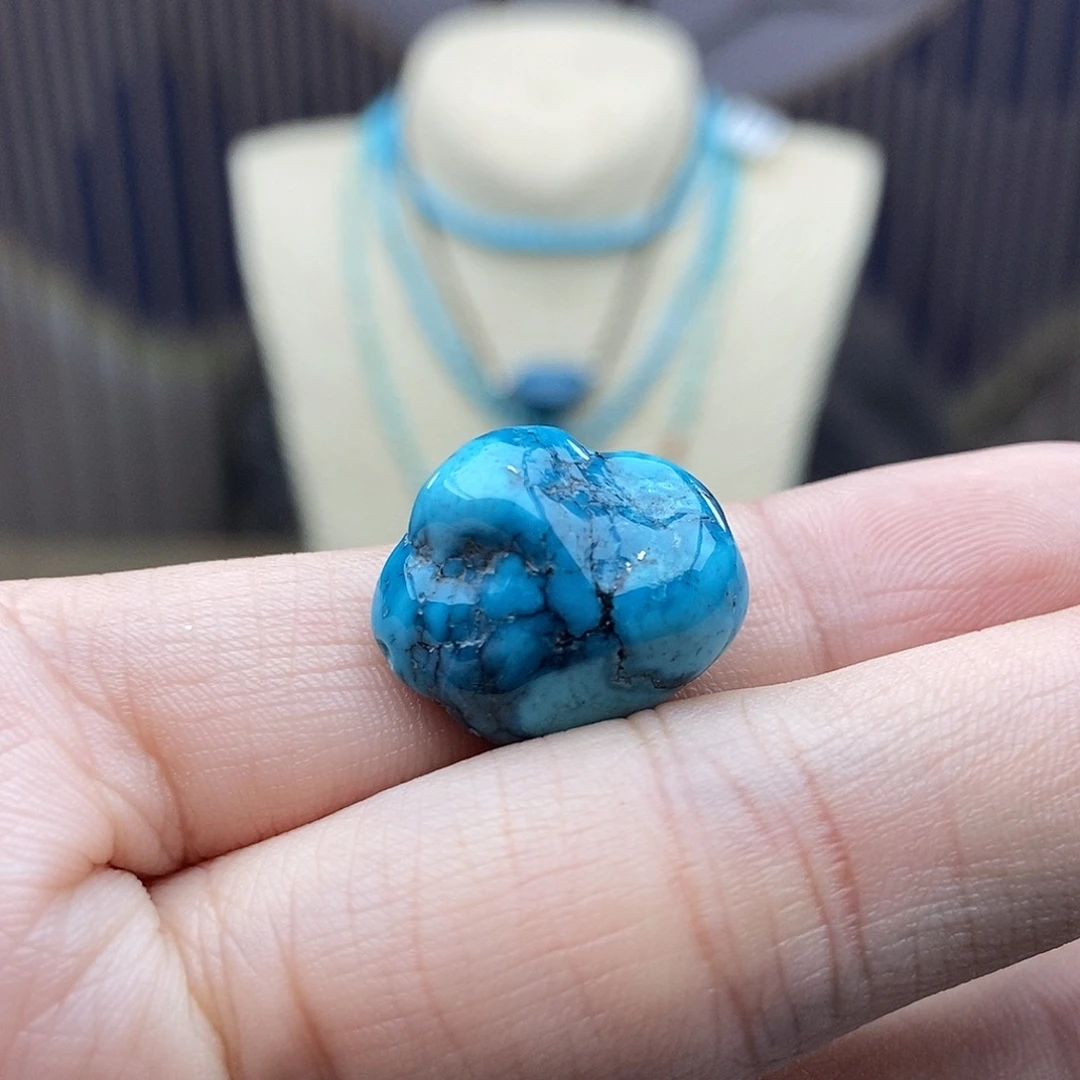 绿松石未镶嵌玉化蓝随行