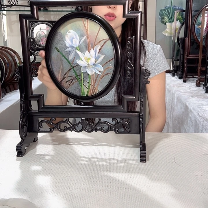 刺绣苏绣摆台檀木手工