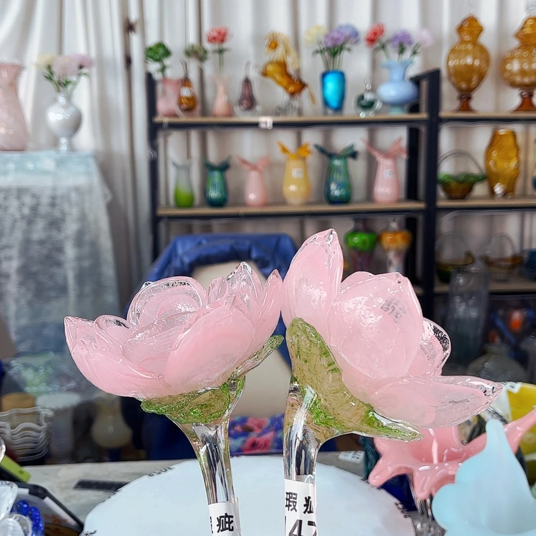 花***奴一对瑕花家悦花瓶花器摆件