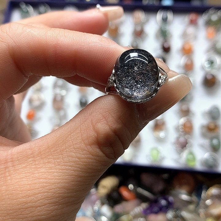 水晶水晶戒指银S925镶嵌?**人