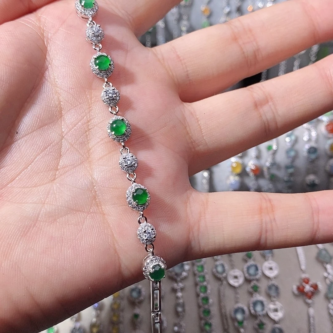 翡翠银S925镶嵌手链