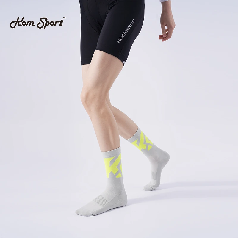 Kom sport中筒K全运动时尚压缩夏季宽楦高弹速干运动骑行袜男女