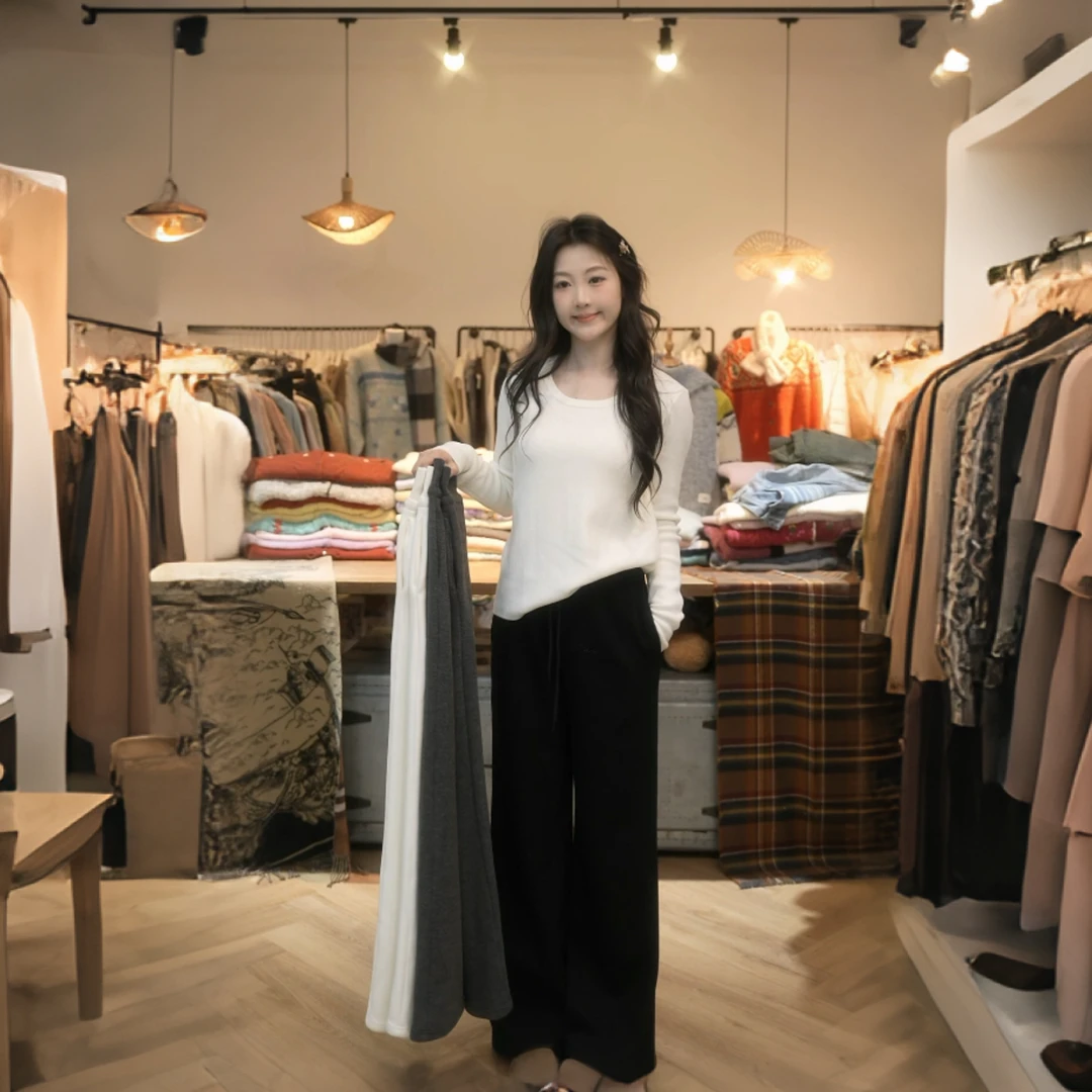 闵笑一【超模裤】加绒新款温柔显瘦气质设计感休闲裤