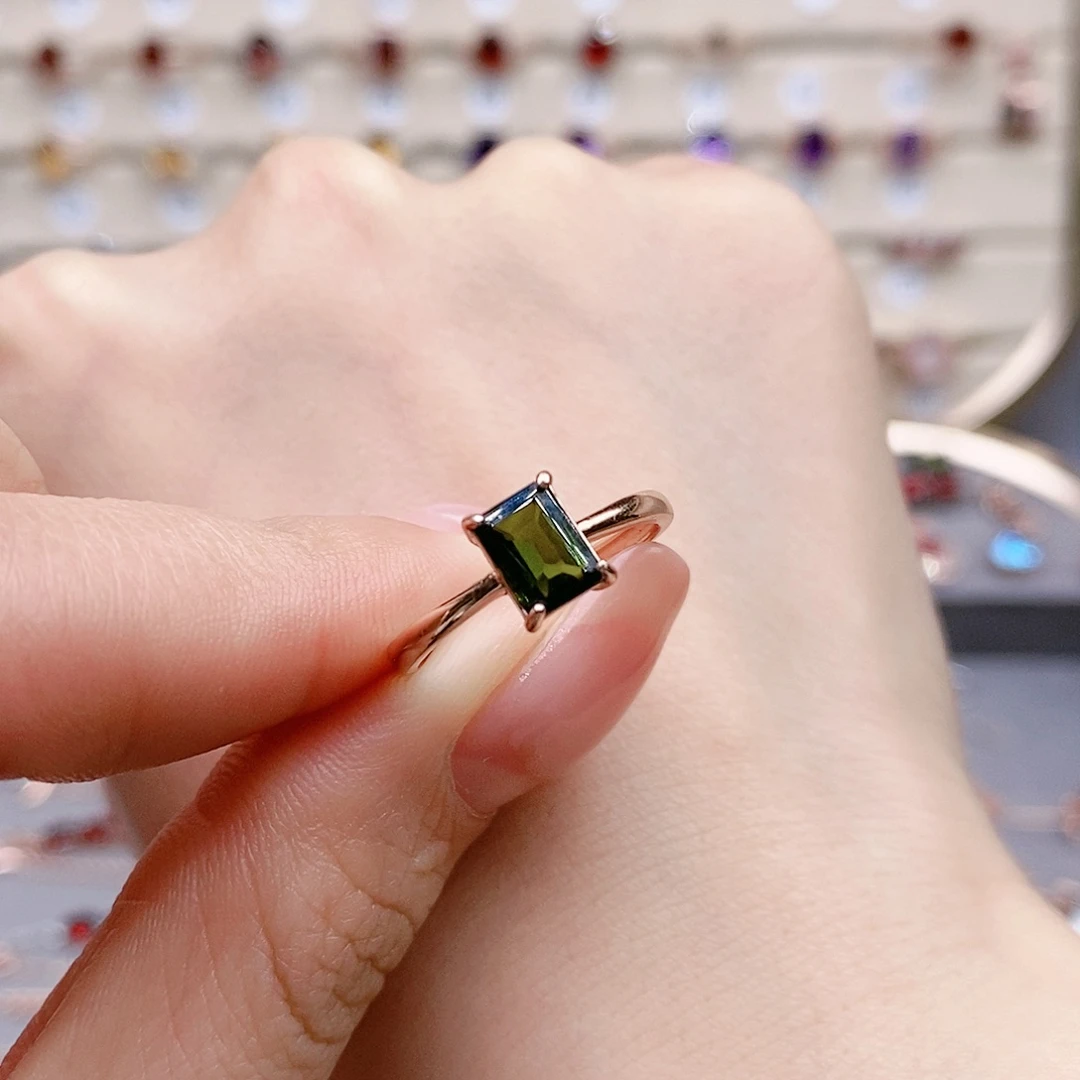 碧玺戒指银S925镶嵌戒指