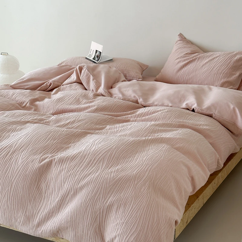 德国床上四件套纯绵床单被套春夏2025新款类侘寂风全绵提花床笠4