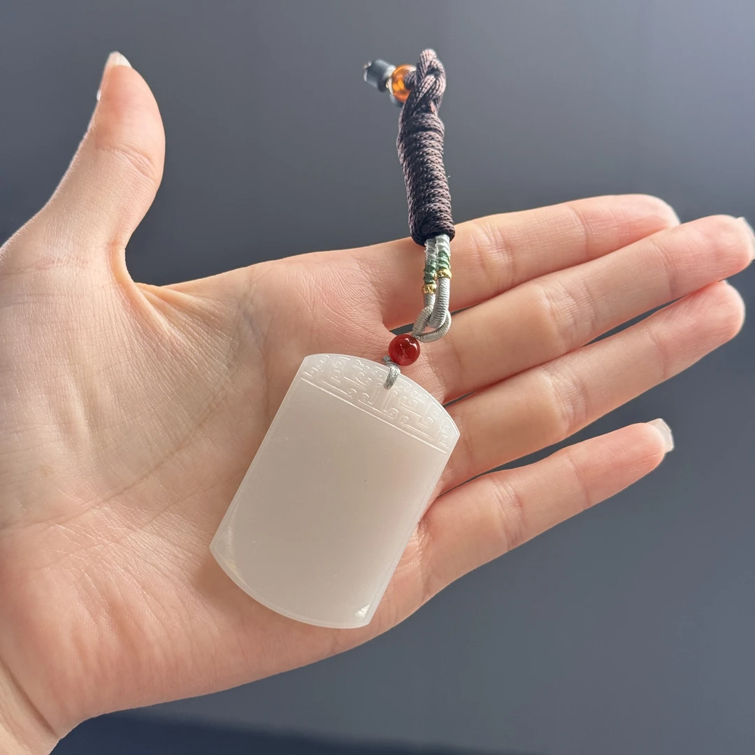 【仔仔臻选】和田玉白玉无事牌卡52mmH658（拍一发一）