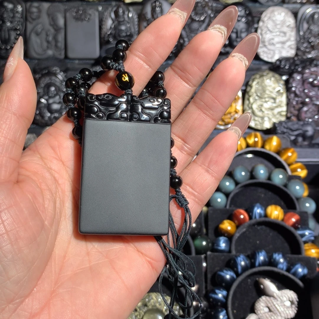 黑曜岩吊坠(赠链)未镶嵌嘎*