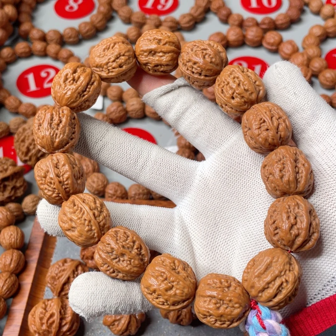 文玩核桃手串莲花底粗筋麻花龙骨21mm