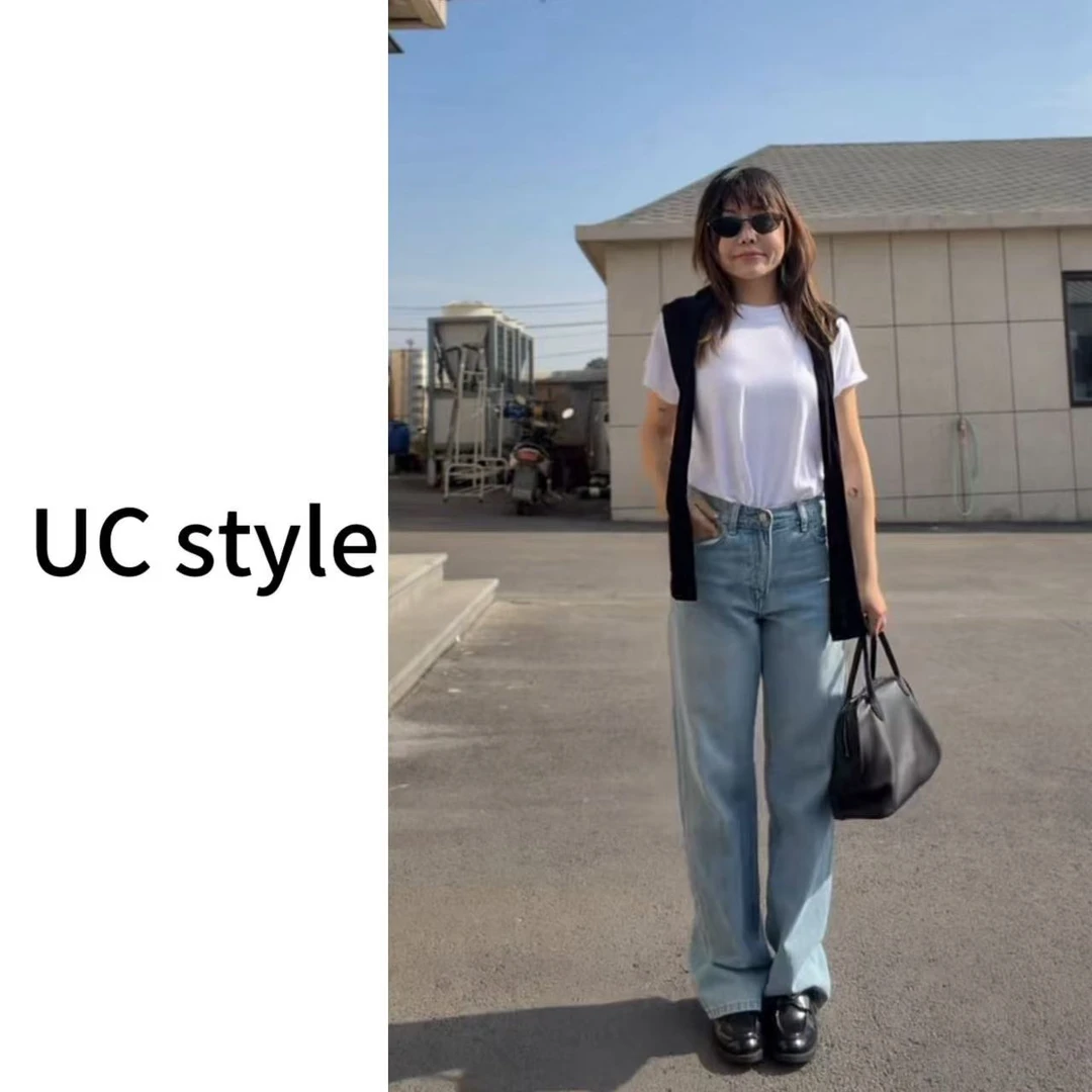 684239窄版水洗直筒牛仔裤主播穿S码