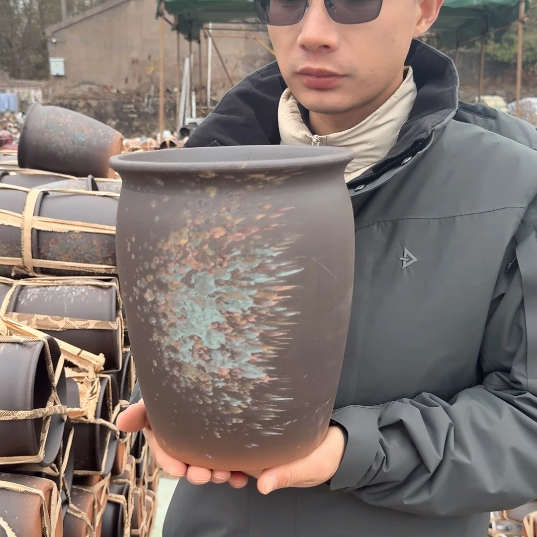 紫砂花盆口20高25（一个七彩祥云武