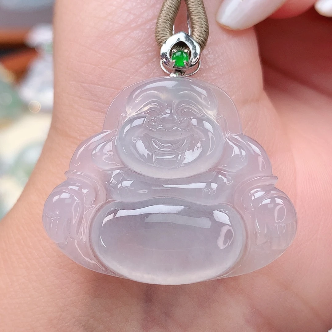 颈饰18K金镶嵌翡翠佛公