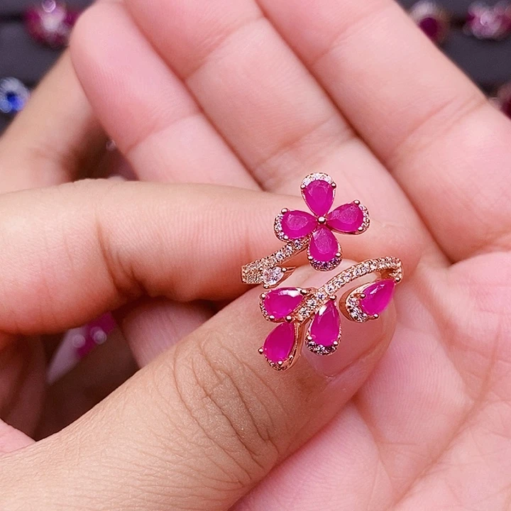 银S925镶嵌戒指红宝石