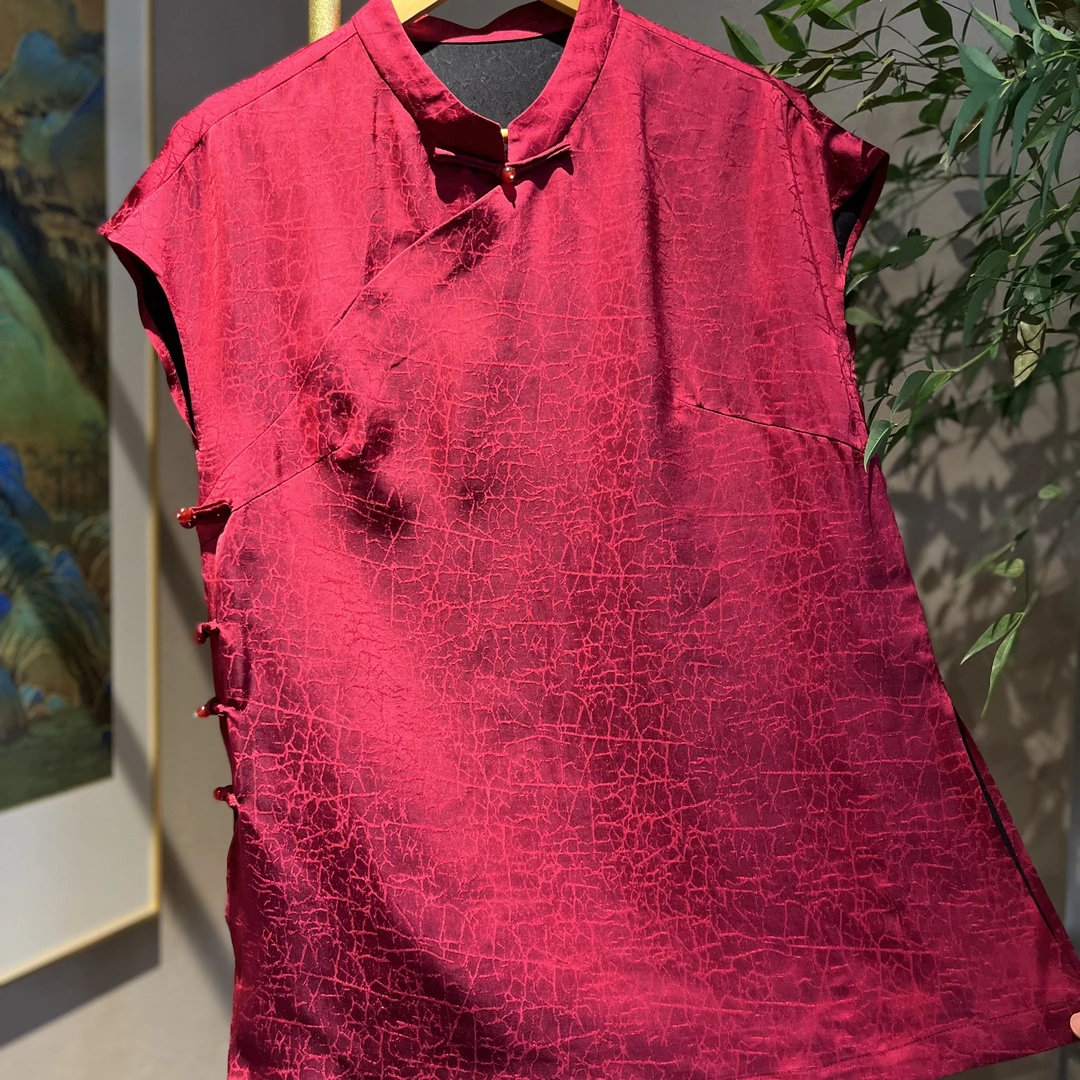 心动 芳华设计新中式复古龟裂纹上衣国风立领百搭上衣FH-B045