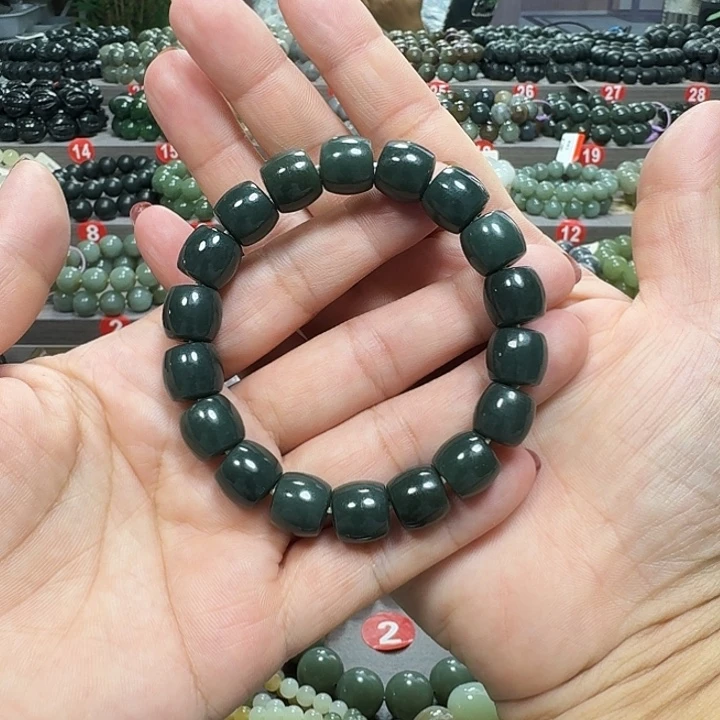 未镶嵌手链和田玉新疆沙枣青直切卡12