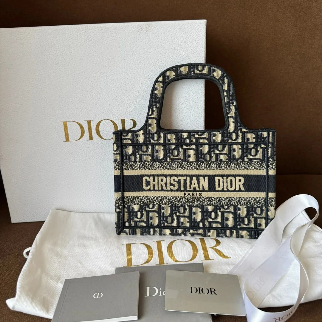 95新 DIOR/迪奥 Dior蓝色迷你老花帆布托特 25060117-02