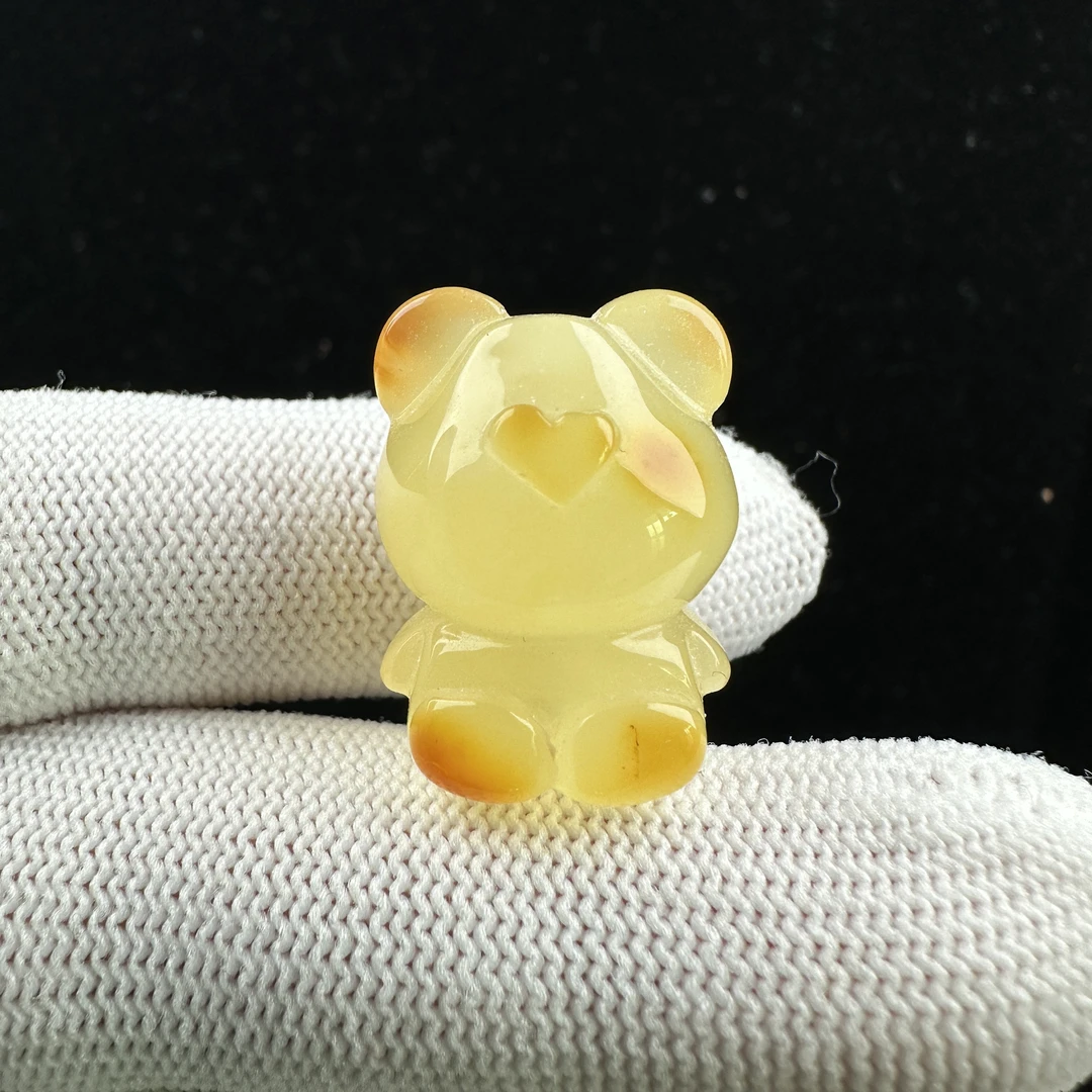 Y4109天然原矿蜜蜡 小熊17x22.6mm 3.5克抖音基地质检发货