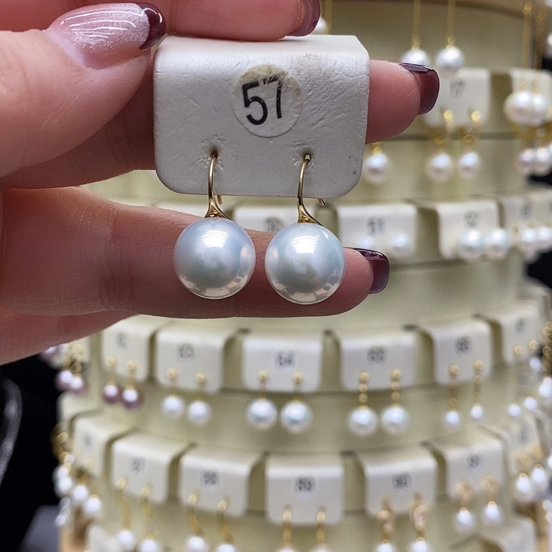 淡水珍珠耳饰18K金镶嵌