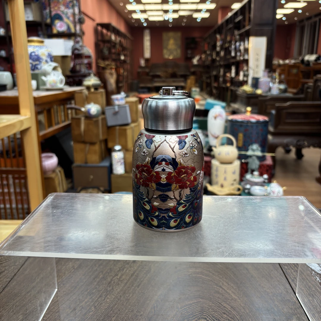 【闪购商品】国风孔雀开屏不锈钢保温杯