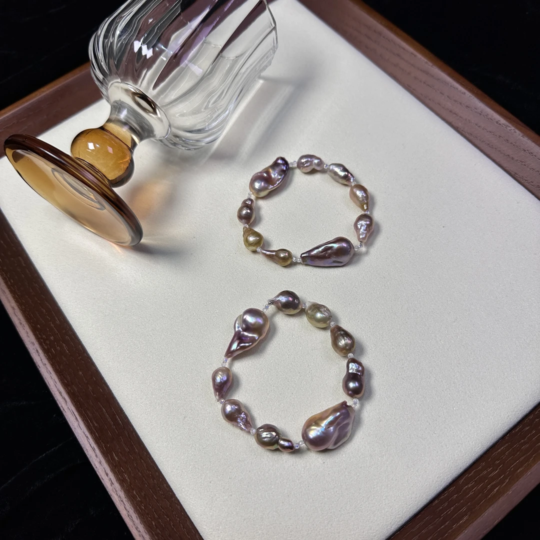 天然淡水珍珠九紫离火时尚混彩彩巴手串-多样性发1