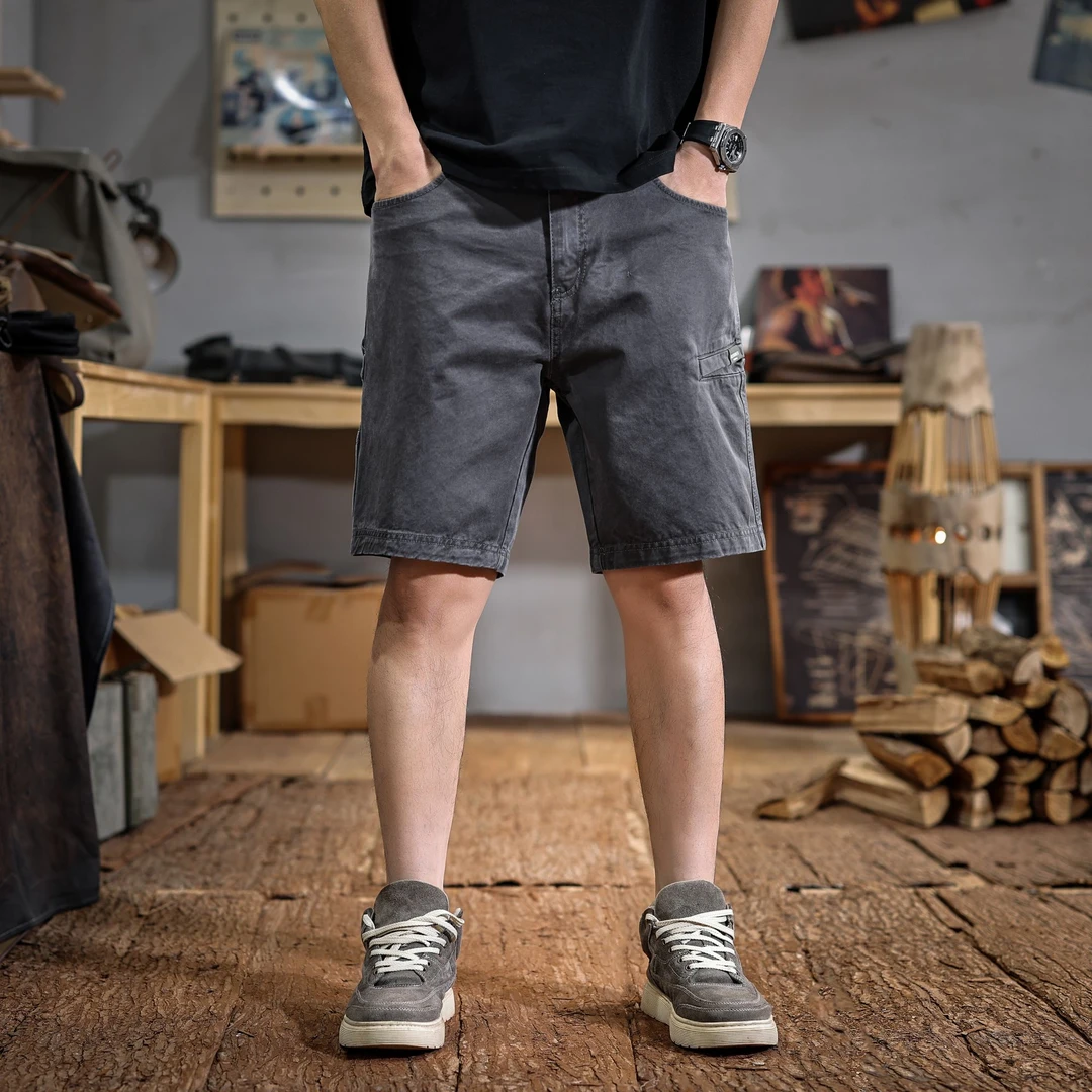 aoyu/遨宇美式高端水洗复古男士工装短裤夏季潮牌休闲宽松五分裤