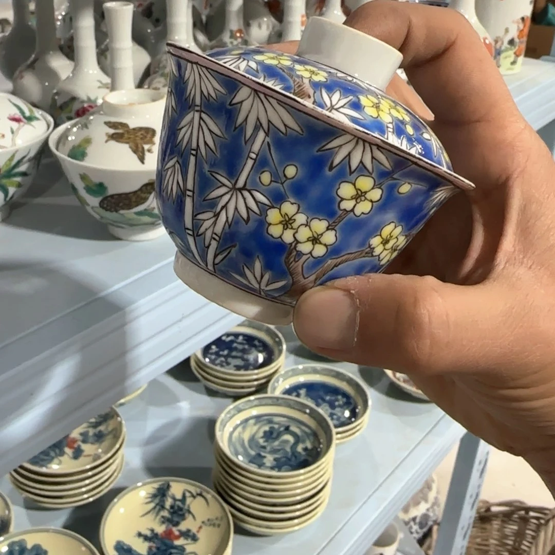 瓷片摆件手绘瓷器年底清清