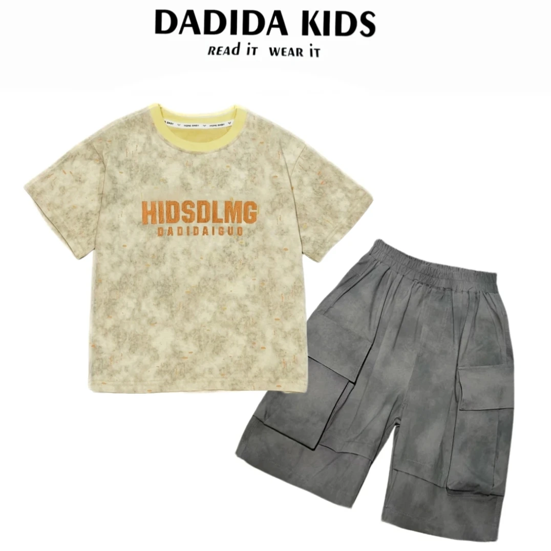 dadida/嗒嘀嗒夏季上新男童美式复古ins潮流时尚套装XiaTZ0016