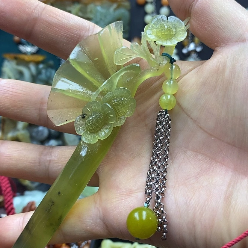 【闪购商品】蛇纹石玉发饰未镶嵌
