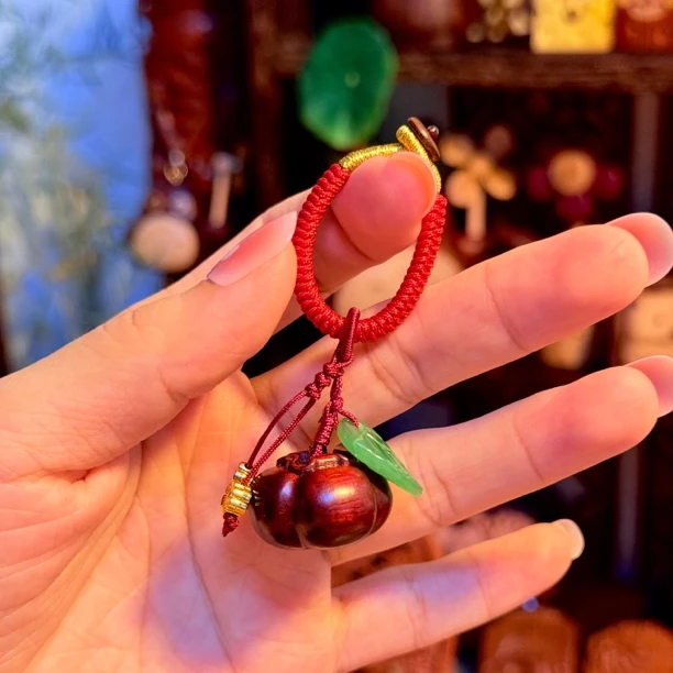 柿柿如意手机链挂件天然檀木柿子事事如意手机挂绳