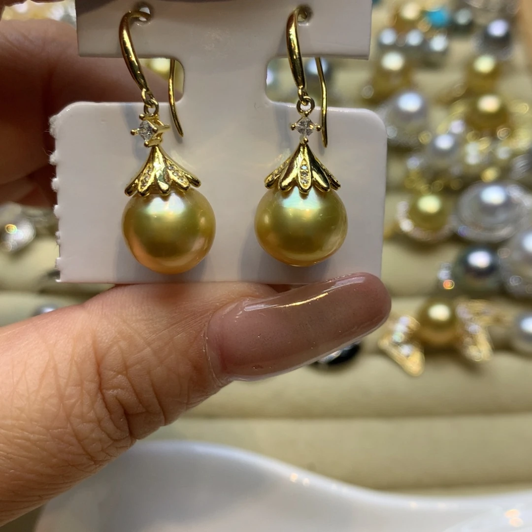 银S925镶嵌耳饰海水珍珠