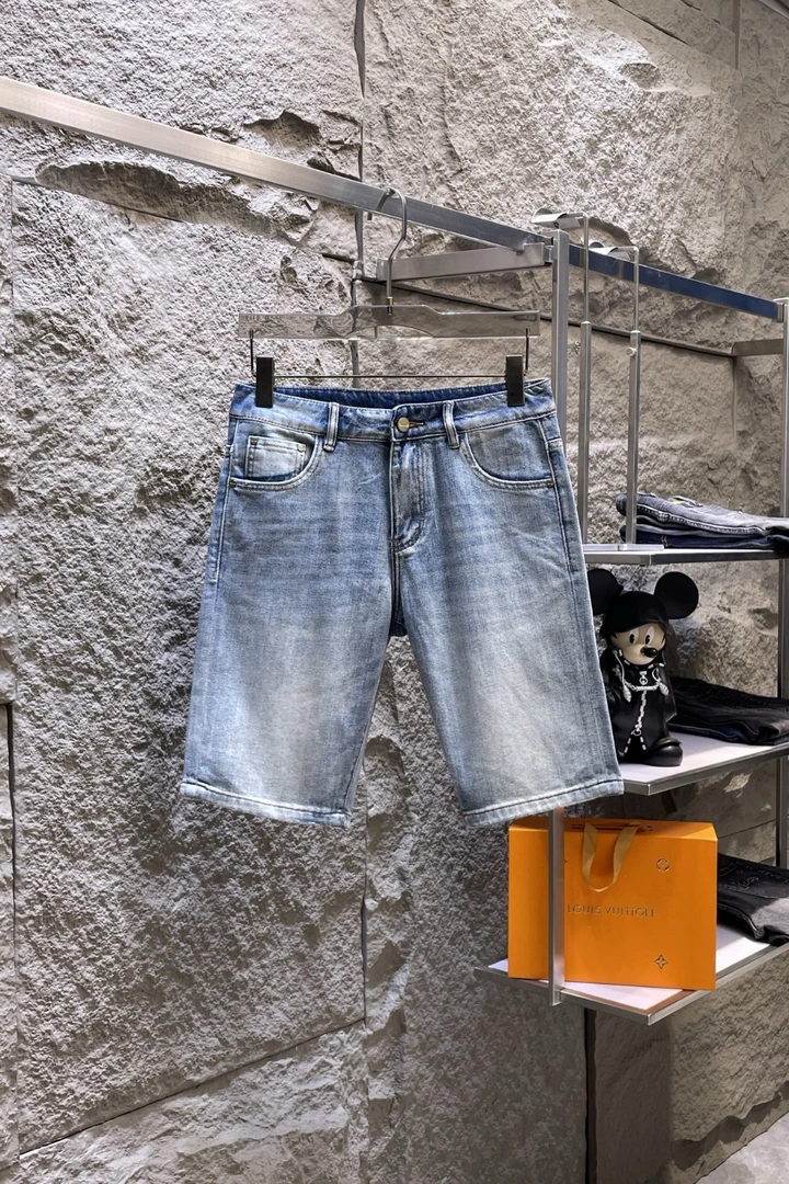 高端潮牌欧货2025夏新款欧洲站时尚五分牛仔裤弹力牛仔裤男