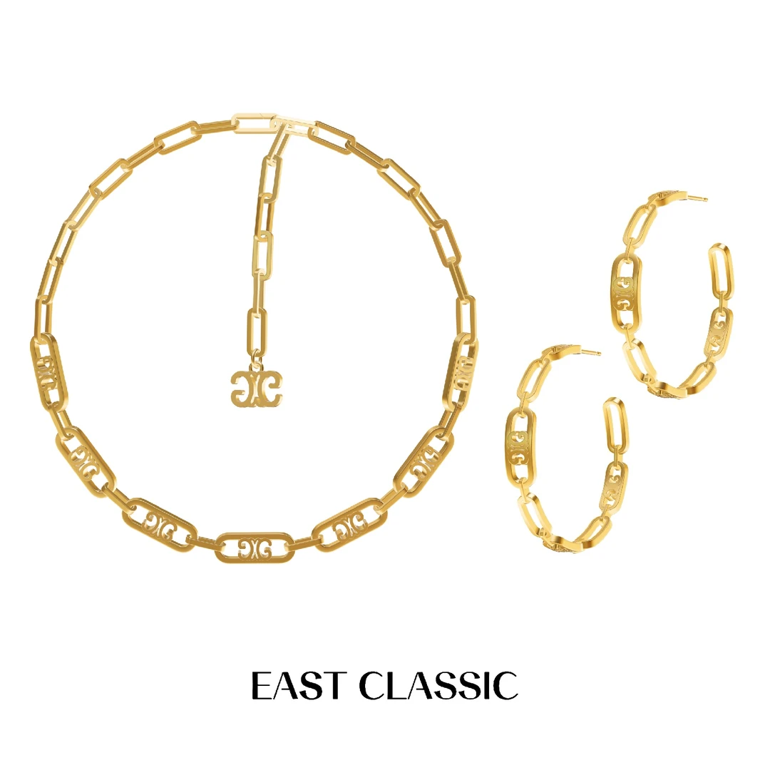 铜合金项链 EAST CLASSIC 环环相扣系列 颈链 耳环