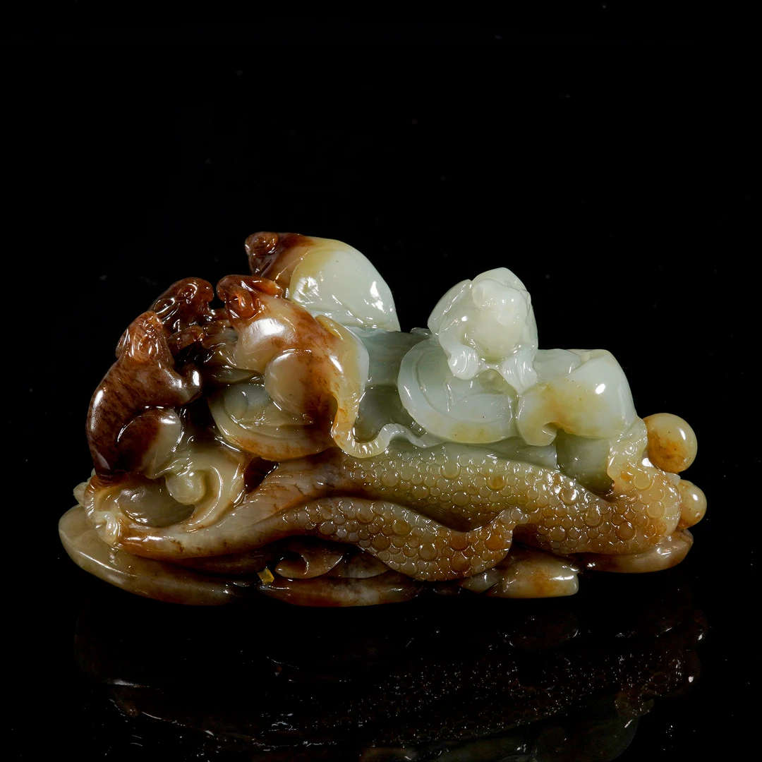 LOT.017和田玉五鼠送财摆件/X2886