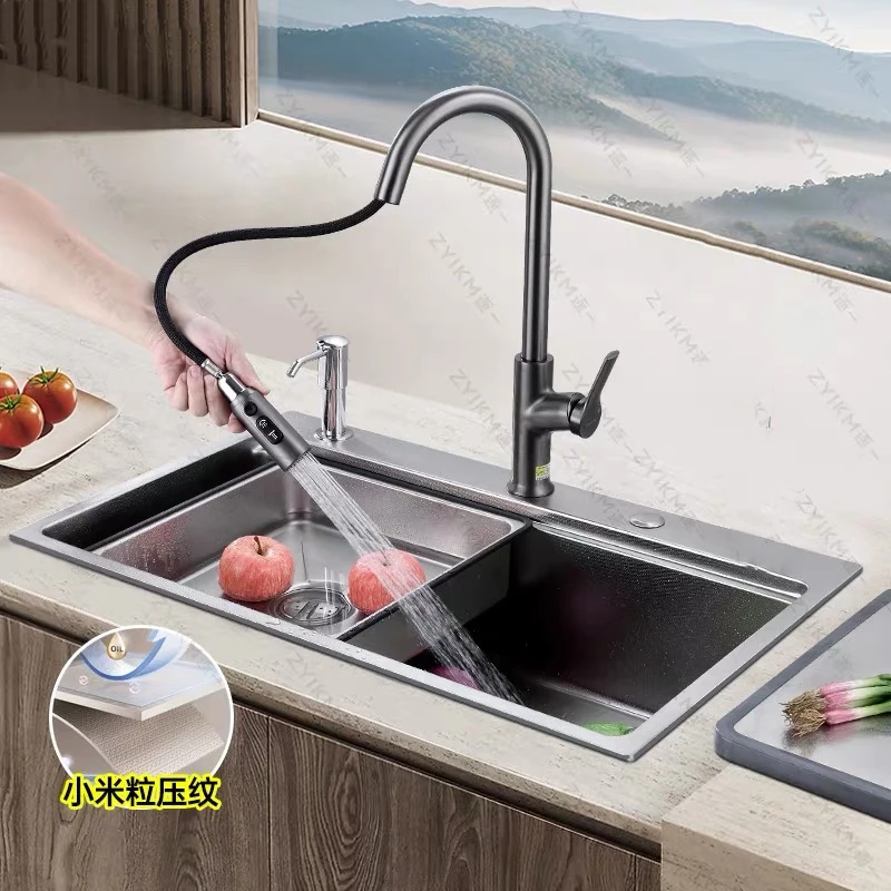 加厚SUS304家用水槽升级款小米粒洗碗池台上中下大单盆