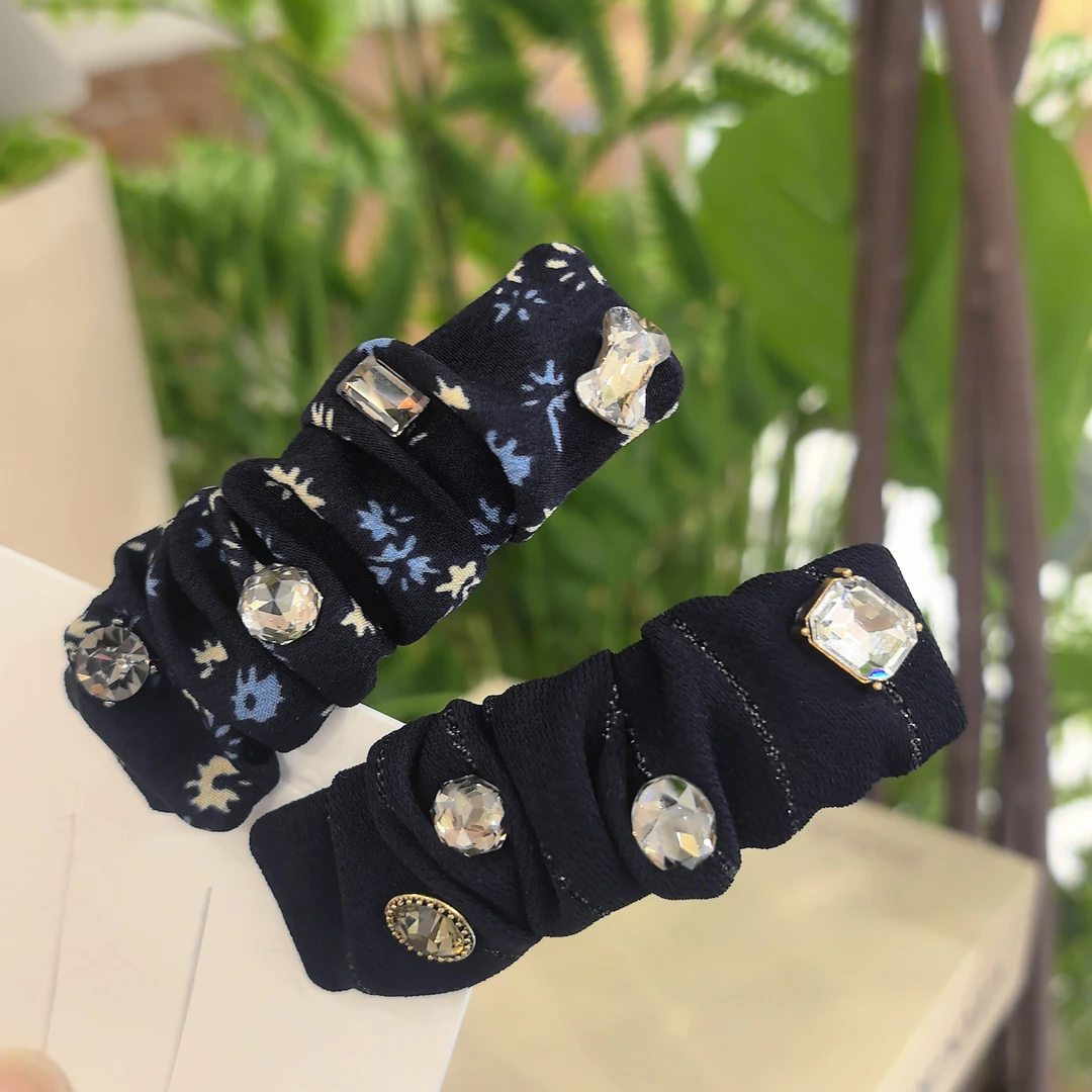 【花青】精品水晶韩系新款精致蓝色碎花AB款时尚百搭BB夹5625（对）