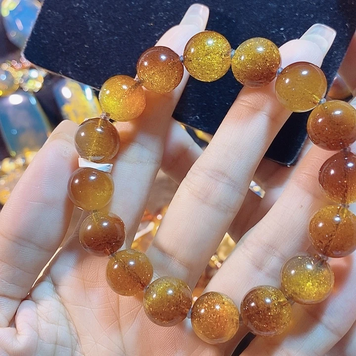 蓝珀未镶嵌珠宝奇石墨西哥红蓝金沙手串12