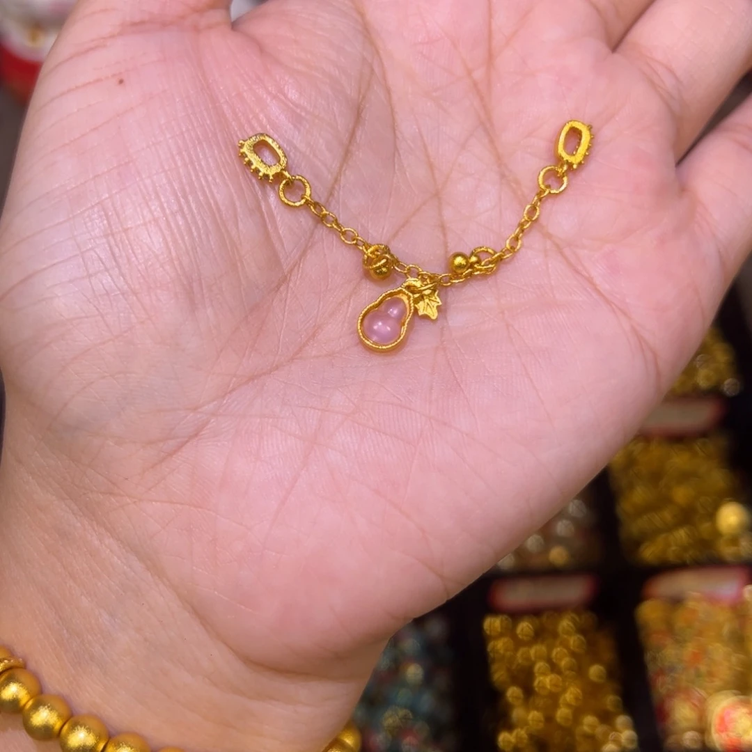 合金粉色葫芦半链