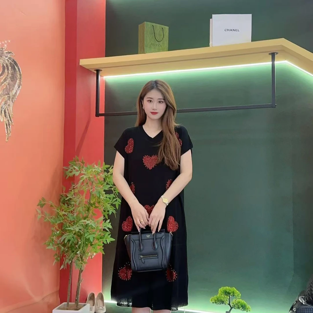 605 多金大码气质减龄长款A字裙子春夏季套装女装设计感连衣裙女