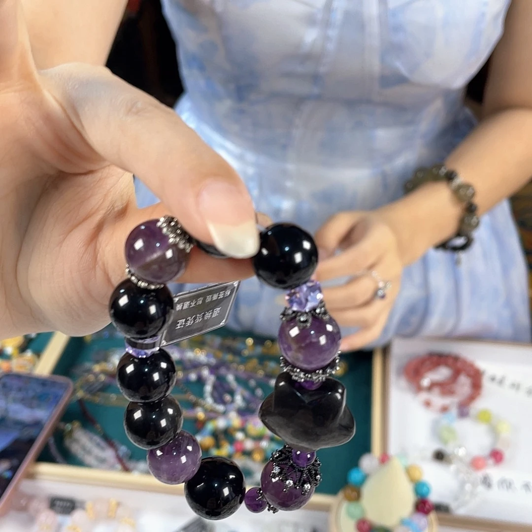 水晶手链银S925镀金镶嵌