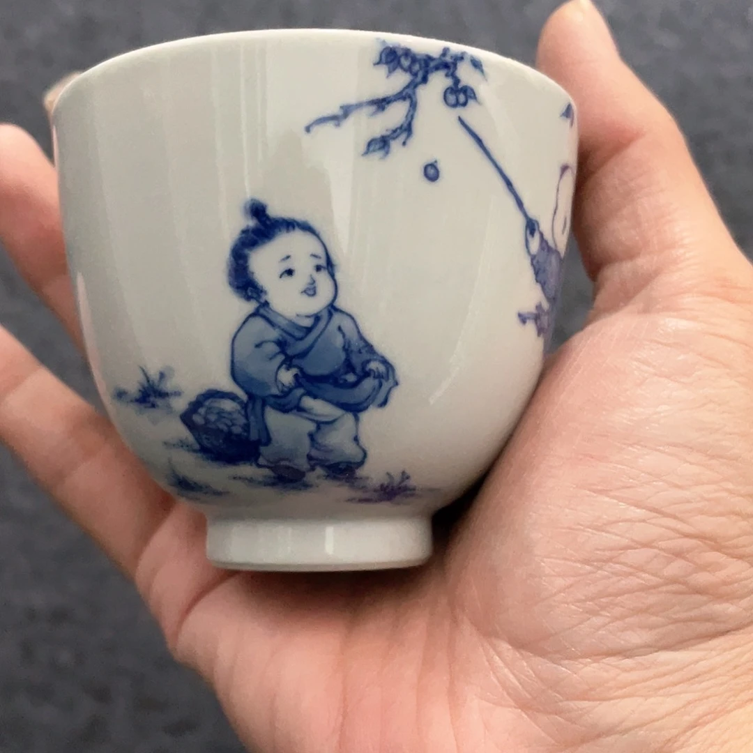 泥藝瓷梦童子摘果子杯杯