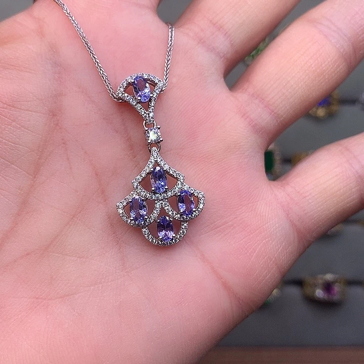 坦桑石银S925镶嵌颈饰