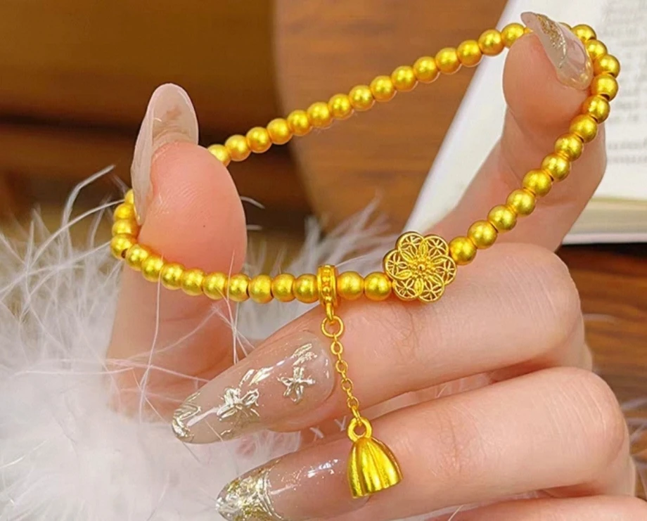 铁合金手链 058弹力路路通手链古法传承莲蓬福字复古轻奢百搭气质