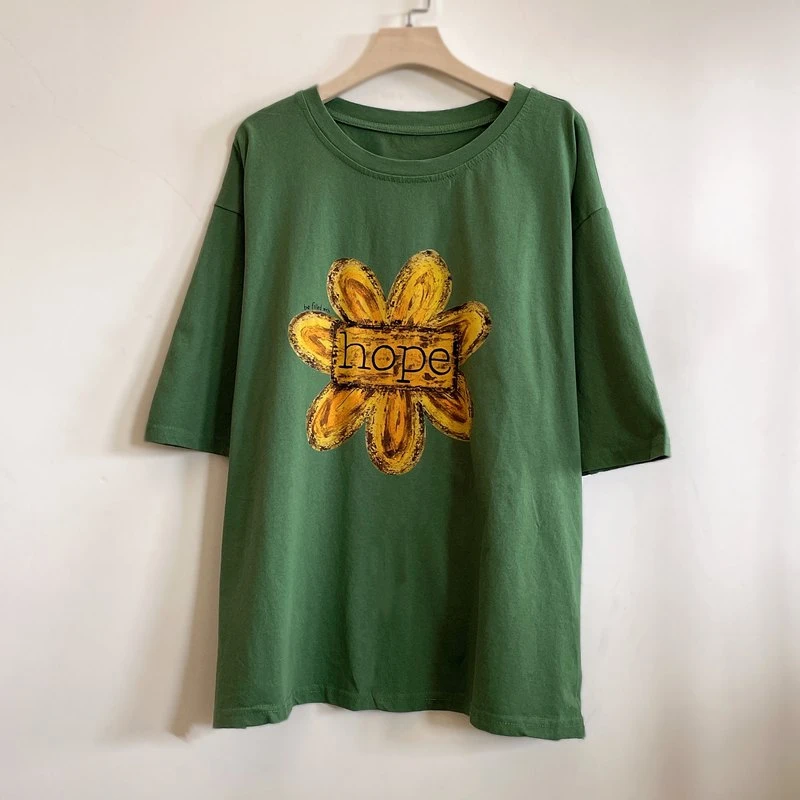 年轻中年妈妈装夏季显瘦遮肉休闲短袖女士棉T恤2025新款YX105508