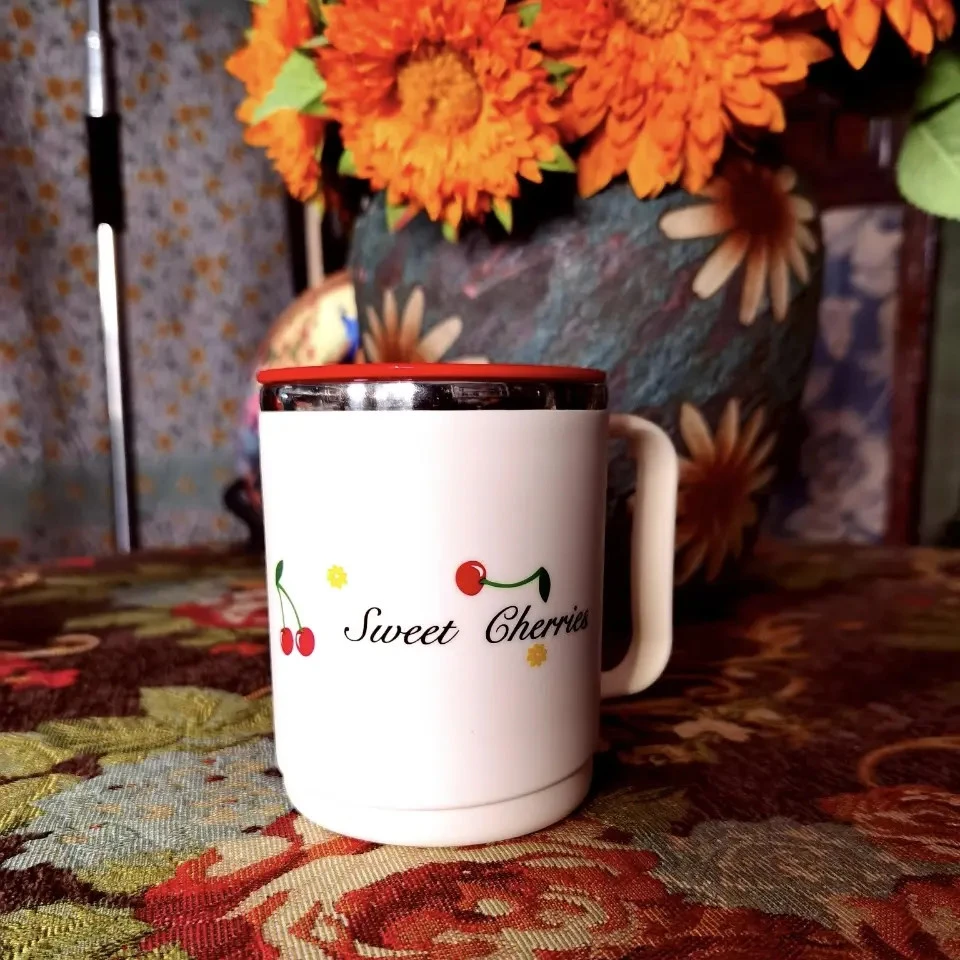 樱桃带盖马克杯喝水杯家用办公室适用