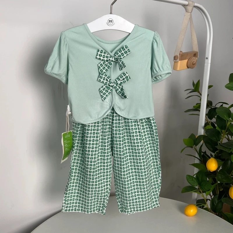 1533米乐熊 女宝短袖套装儿童童装夏季运动薄款