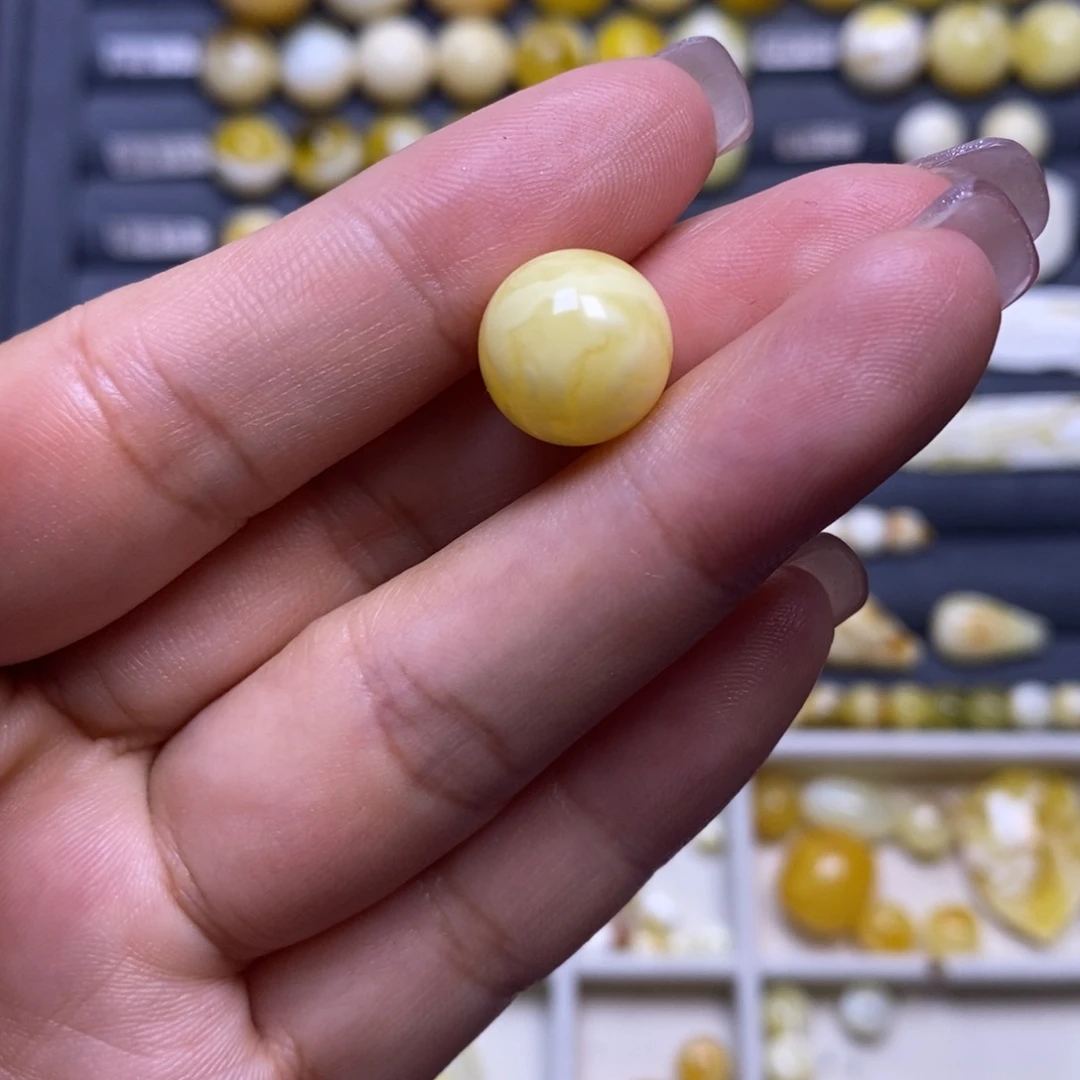 蜜蜡未镶嵌珠宝奇石满蜡妖花圆珠12.6mm